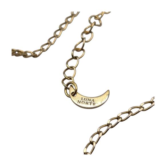 Necklace Luna Norte Small Teardrop Purple Bead 16" Matte Gold Tone Adjustable - Picture 4 of 6